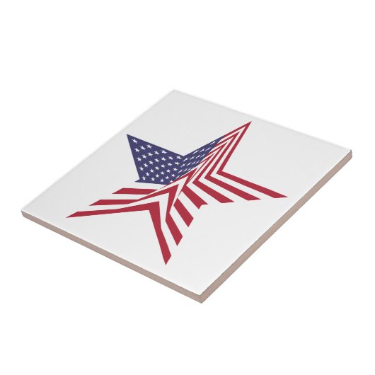 Ein Stern mit amerikanischem Flaggenmuster Fliese (Seite)