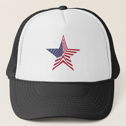 Ein Stern mit amerikanischem Flaggenmuster Truckerkappe (Vorderseite)