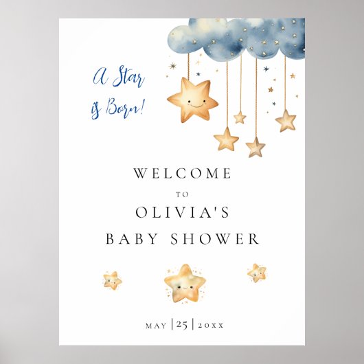 Ein Stern wird geboren Baby Shower Willkommen Poster (Vorne)