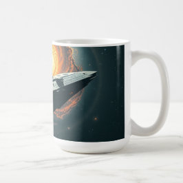 Ein Sternenschiff verlor in der Leere Kaffeetasse