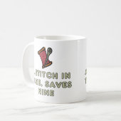 Ein Stich zur rechten Zeit Kaffeetasse (Vorderseite Links)