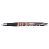 Ein Stift mit einem farbenfrohen Muster mit orange (Rückseite)