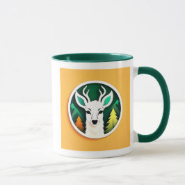 Ein stilisierter Hirsch mit Wald Tasse