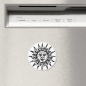 Ein stilisiertes Schwarz-Weiß-Sonnenzeichen Magnet (In Situ (Geschirrspüler))