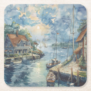 Ein stiller Hafen Rechteckiger Pappuntersetzer