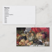 Ein Stillleben der Spiel-Vögel und der zahlreichen Visitenkarte (Vorne/Hinten)