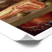 Ein Stillleben mit Fleisch und Fisch mit einem Koc Poster (Ecke)