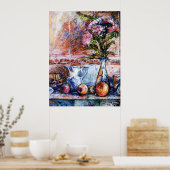 Ein Stillleben mit Orangen und Osterfischen Blume Poster (Küche)