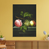 Ein Stillleben mit Rose, Trauben und Pfirsich Leinwanddruck (Insitu (Wohnzimmer))
