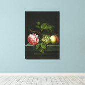 Ein Stillleben mit Rose, Trauben und Pfirsich Leinwanddruck (Insitu (Holzboden))