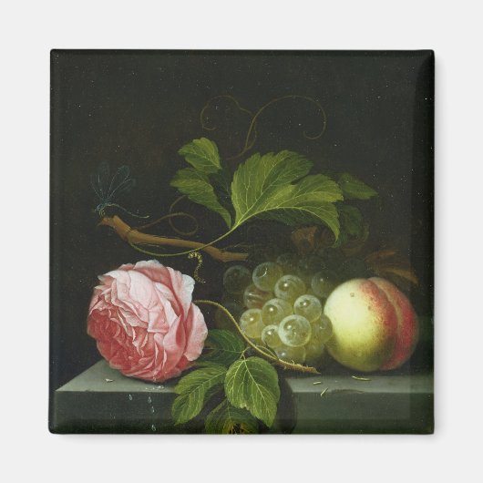 Ein Stillleben mit Rose, Trauben und Pfirsich Magnet (Vorne)