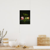 Ein Stillleben mit Rose, Trauben und Pfirsich Poster (Küche)