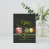 Ein Stillleben mit Rose, Trauben und Pfirsich Postkarte (Stehend Vorderseite)