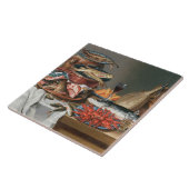 Ein Stillleben von ein Fisch-, Forelle-und Fliese (Seite)