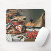 Ein Stillleben von ein Fisch-, Forelle-und Mousepad (Mit Mouse)