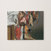 Ein Stillleben von ein Fisch-, Forelle-und Puzzle (Horizontal)