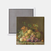 Ein Stillleben von Melonen, Trauben und Pfirsichen Magnet (Vorderseite/Rückseite)