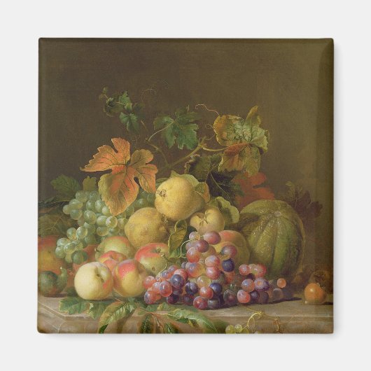 Ein Stillleben von Melonen, Trauben und Pfirsichen Magnet (Vorne)