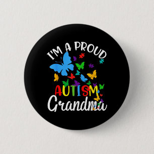 Ein stolzes Autismus-Oma-Puzzleband-Schmetterling Button