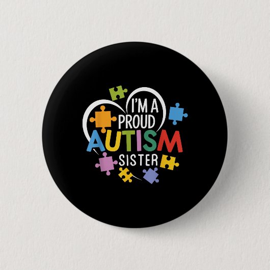 Ein stolzes Autismusschwester-Bewusstseins-Liebesh Button (Vorderseite)