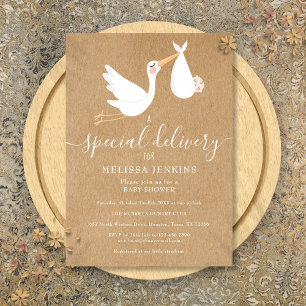 Ein Storch zur besonderen Lieferung Baby Shower St Einladung