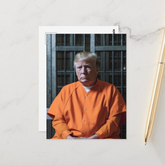 Ein Straftäter im Gefängnis hinter Gittern Postkarte (Vorderseite/Rückseite Beispiel)