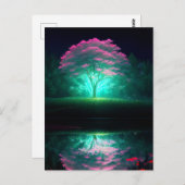 Ein strahlender Baum im Glühen des Sees Postkarte (Vorne/Hinten)