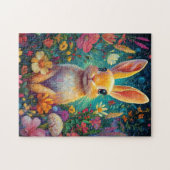 Ein strahlender Hase in einem lebendigen Garten Puzzle (Horizontal)