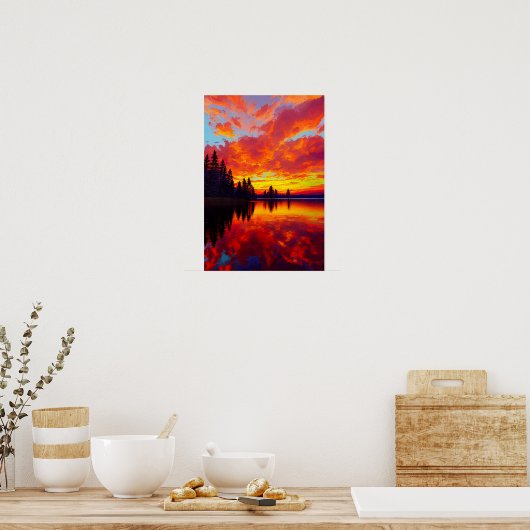 Ein strahlender Himmel, der sich im See widerspieg Poster (Küche)