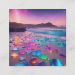 Ein Strand mit viel Glasstein Quadratische Visitenkarte