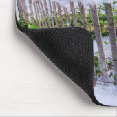 Ein Strand-Zaun am Sonnenuntergang Mousepad (Ecke)