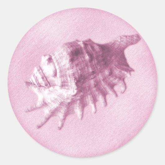 Ein Strandaufkleber für Seashell-Hochzeiten (Rosa) Runder Aufkleber (Vorderseite)