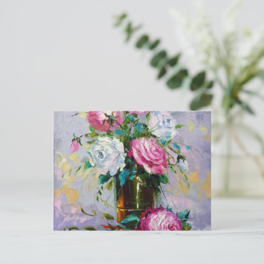 Ein Strauß morgens Rose Postkarte (Stehend Vorderseite)