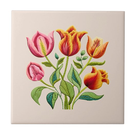 Ein Strauß roter Tulpen Keramikfliese (Vorderseite)