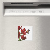 ein Strauß roter Tulpen wird von einem Monarchen b Magnet (In Situ (Geschirrspüler))