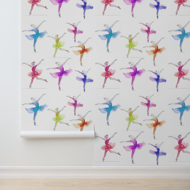 Ein Strich bunt tanzende balerina Muster Tapete (Anwendung)