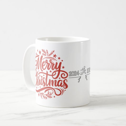 Ein Strichmännchen, der von frohen Weihnachten 202 Kaffeetasse (Vorderseite Links)