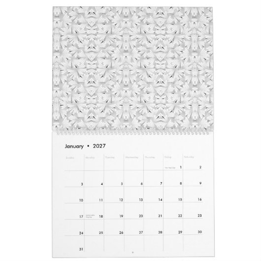 ein strukturiertes Muster in Weiß- und Grautönen, Kalender (Jan 2027)