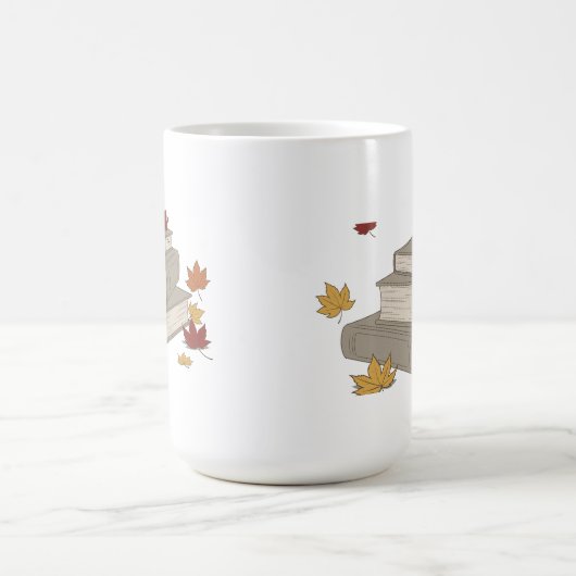Ein Stück Bücher und Herbstblätter - Gemütlich les Kaffeetasse (Mittel)
