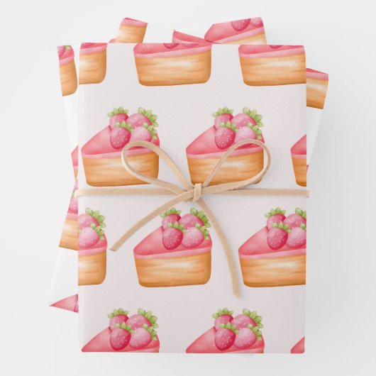 Ein Stück Erdbeerfruchtkuchen Geschenkpapier Set (Beispiel)