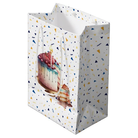Ein Stück Kuchen-Geschenktasche Mittlere Geschenktüte (Vorderseite Schrägansicht)