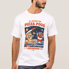 Ein Stück Pizza-Pods – Weltraumpizza-Cartoon T-Shirt