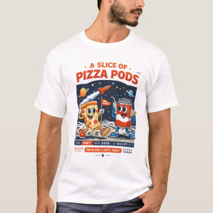 Ein Stück Pizza-Pods – Weltraumpizza-Cartoon T-Shirt