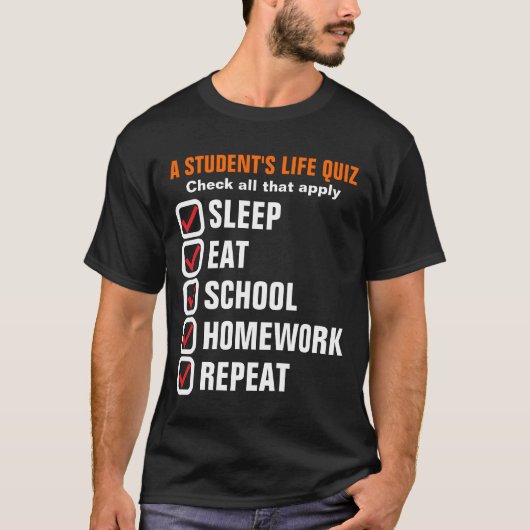 Ein StudentIn-Life-Quiz-anpassbarer Text T-Shirt (Vorderseite)