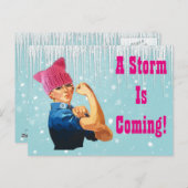 "Ein Sturm kommt" mit Rosie in rosa Hut Postkarte (Vorne/Hinten)