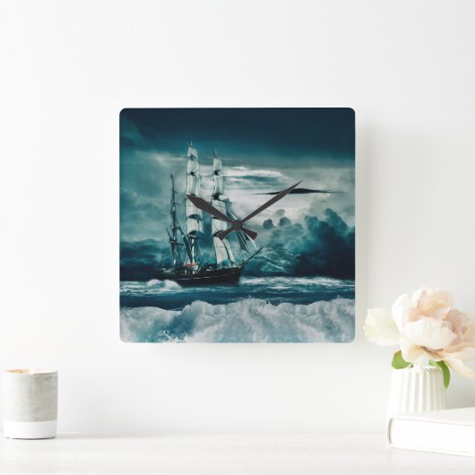 Ein Sturm Quadratische Wanduhr (Zuhause)