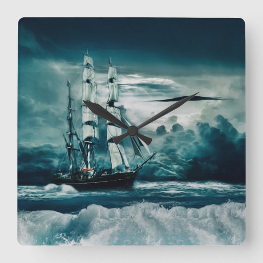 Ein Sturm Quadratische Wanduhr (Vorderseite)