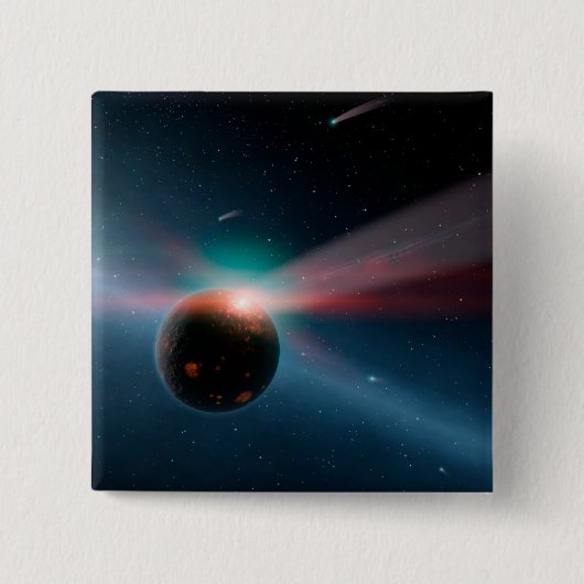 Ein Sturm von Kometen im Eta Corvi-System. Button (Vorderseite)