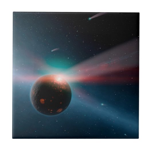 Ein Sturm von Kometen im Eta Corvi-System. Fliese (Vorderseite)