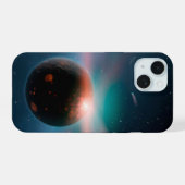 Ein Sturm von Kometen im Eta Corvi-System. iPhone 15 Hülle (Rückseite (Horizontal))